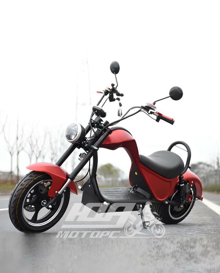 Электромотоцикл CityCoCo Harley Chopper Series 4 (2000 Вт), Бело-красный