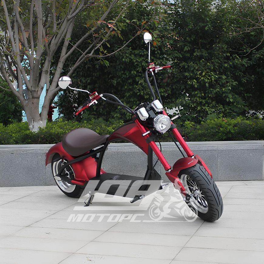 Электромотоцикл CityCoCo Harley Chopper Series 4 (2000 Вт), Бело-красный